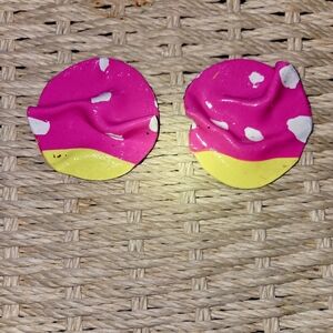 Vibrant Pink and Yellow Earrings